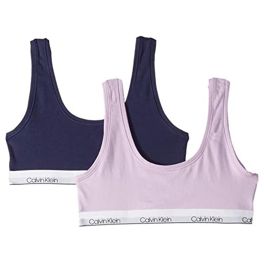 Calvin Klein Girls' Little Bralette, 2 Pack-CK Lilac Purple, Symphony Blue, X-Large