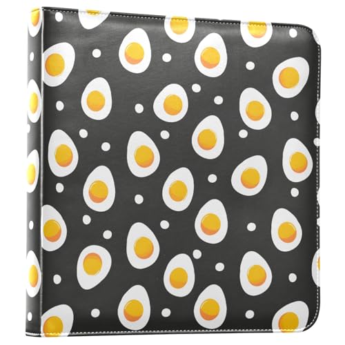Álbum de fotos grande JIPONI Fried Eggs con cubierta de cuero DIY para fotos 4x6 5x7 6x8, libro de recuerdos autoadhesivo para bodas, bebés y familia