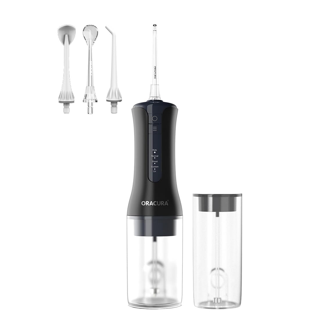 Oracura OC300 Lite Kids Parent Care Water Flosser for Teeth | 4 Modes, 300ml & 200ml Tanks with 4 Tips | Water Flosser for Adults & Kids with Braces (Black)