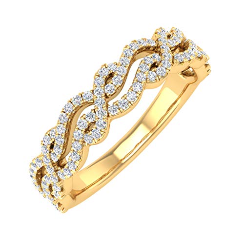 1/3 Carat Twisted Diamond Wedding Band Ring in 10K Gold