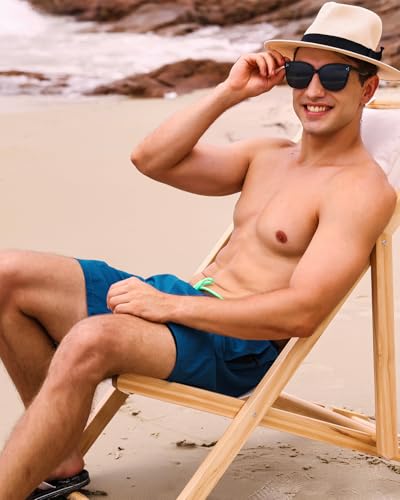 SILKWORLD Mens Swimming Trunks with Compression Liner 2 in 1 Quick-Dry Swim Shorts with Zipper Pockets