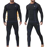 FALARY Winter Thermounterwäsche Herren Set – Warme Funktionsunterwäsche & Skiunterwäsche, Atmungsaktiv Thermohose und Thermounterhemd für Outdoor Sport, Laufen – Größe L