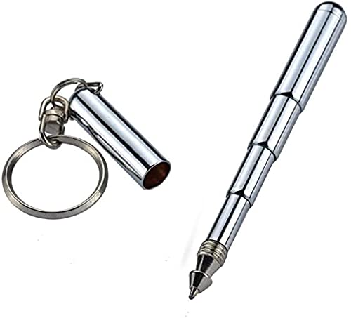 Key Holder Type Ballpoint Pen Folding Stainless Steel Fountain Pen Preparation Mini Pen Cute Stretchable Retractable Ballpoint Pen