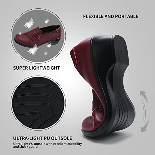 Image of UZB Loafers for Women Dress Shoes Low Heel Slip On Shoes Casual Work Office Dressy Shoes