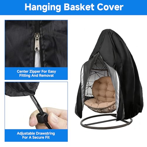 Hängesessel Abdeckung Outdoor, Hängesessel Schutzhülle, mit Reißverschluss Kordelzug, 210D Oxford Schutzhülle, Wasserdicht Winterfest, für Hängestuhl Hängekorb Schwingsessel