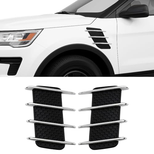 Image of SARTE Car Fender Chrome Side Vent Trim Universal Hood Scoop Intake Air Flow Vent Cover Stylish Fender Protector for Suv Sedan Hatchback Exterior Decoration Accessory