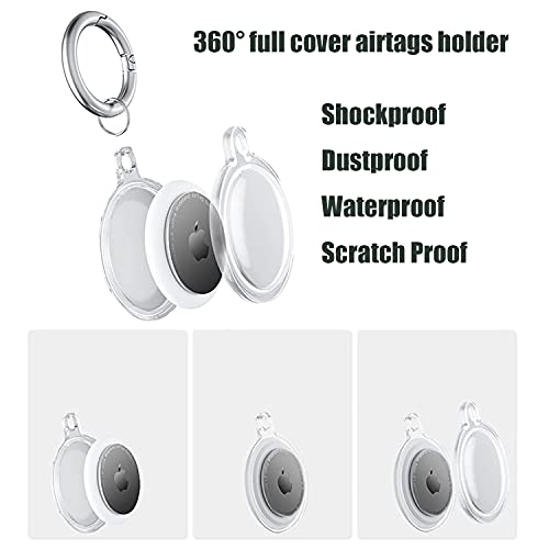Capa compatível com Apple AirTags, anel de localizador de chaveiro transparente capa protetora de TP