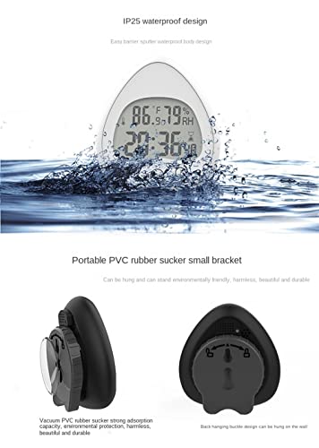 Reloj de pared digital de baño con ventosa termómetro e higrómetro electrónico negro 7