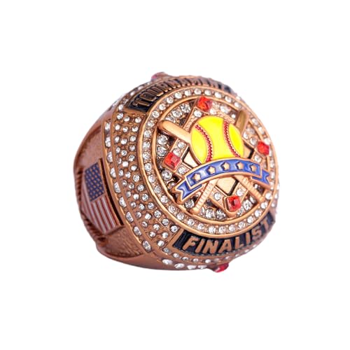 Image of 2 pcs Pack or 12 pcs Pack Softball Championship Trophy Ring Award Gift for Tournament Champion Team palyers Awards Trophy on Side Size 9.5