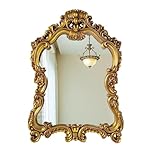 ♥Le miroir mural antique en or est élégant et beau, le miroir HD fournit une image claire, pas de distorsion, pas de déformation, très approprié pour le maquillage.