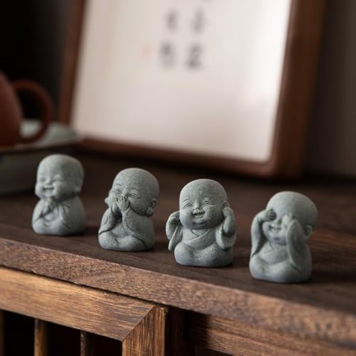 Set 4 Figuras Buda Sonriente Pequeñas para Decoración miniatura 2