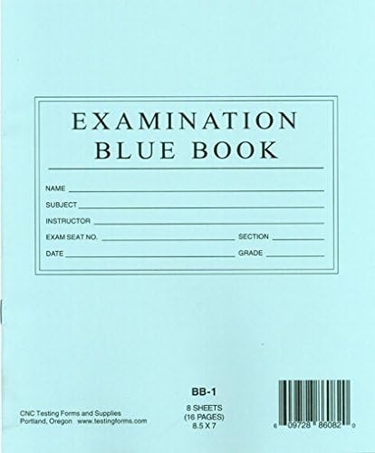 8.5 x 7 Blue Exam Booklet – 400 Booklets, wide-ruled