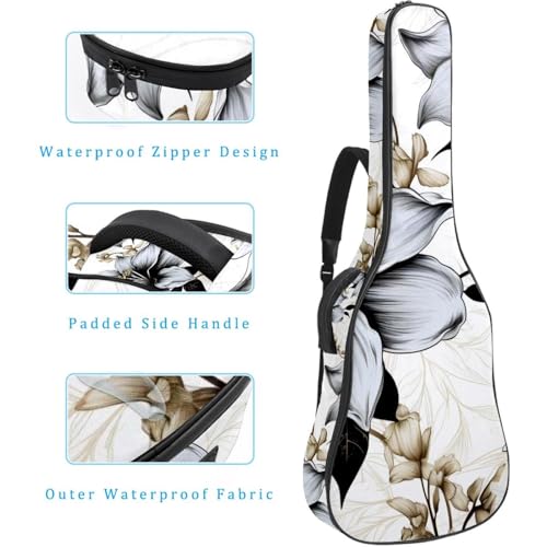 Sac guitare acoustique fleuri multicolore avec fermeture éclair robuste - 4