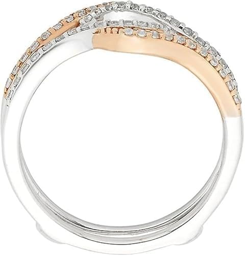 Drizzle Jewels 14K Two Tone Gold Plated Lab Created 0.33ct White Diamond Solitaire Wedding Ring Guard Wrap Enhancer