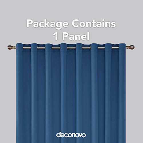 Image of Deconovo Solid Blackout Thermal Insulated Wide Width Grommet Top Darkening Curtains for Room Divider, 100W X 95L, Dark Blue