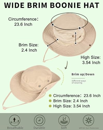 Sun Hats for Men Women Bucket Hat UPF 50+ Boonie Hat Foldable UV Protection Hiking Beach Fishing Summer Safari