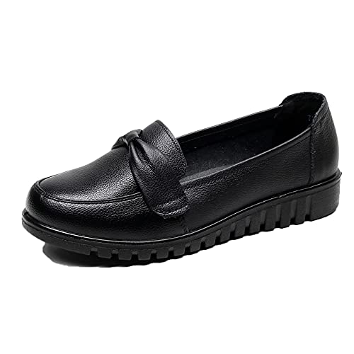 Zapatos de Trabajo para Mujer, Zapatos Planos de Ballet Antideslizantes, Mocasines de Cuero Suave con tacón bajo, Zapatos de Verano y Primavera para Mujer Cover