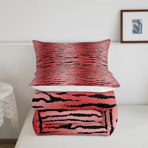 Image of Feelyou Girls Zebra Stripes Comforter Set, Safari Animal Fur Print Bedding Set Toddler Size Wildlife Comforter for Kids Boys Girls Boho Duvet Set Bed Set 2Pcs