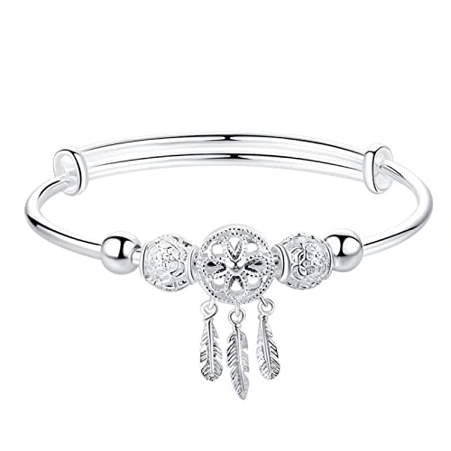 Salanda Silver plated Bangle, Fashion Simple Open Bracelet Jewelry Women Girls, cm, Sterling Silver, No Gemstone