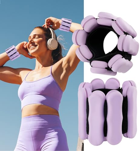 Image of Ankle & Wrist Weights for Women Men, Set of 2, 1 lb /2 lb Each | Adjustable Arm & Leg Weights, Soft Silicone Weighted Bracelet For Pilates Yoga Dance Walking Running Swimming Weight Loss