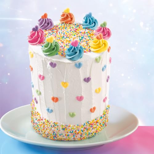 Günthart BackDecor 48 süße bunte Zuckerherzen in sechs verschiedenen Farben, Herzen aus Zucker in grün, blau, lila, gelb, rosa und orange