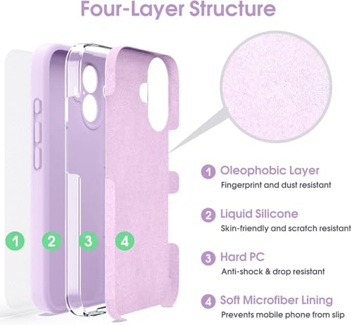 Image of mobistyle Designed for iPhone 16 Plus | Soft Silicone Liquid Protective | Microfiber Lining Phone Back Cover Case for iPhone 16 Plus (Purple)