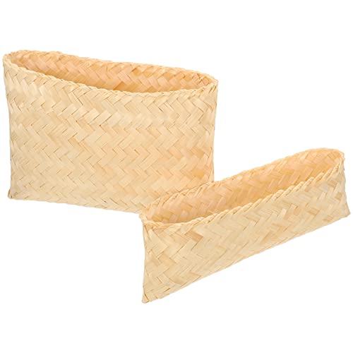 STOBAZA Bamboo Pillow Box Woven Storage Bins Bamboo Woven Basket Decorative Baskets for Shelves Woven Storage Basket Bamboo Basket Woven Fruit Basket Small Storage Baskets