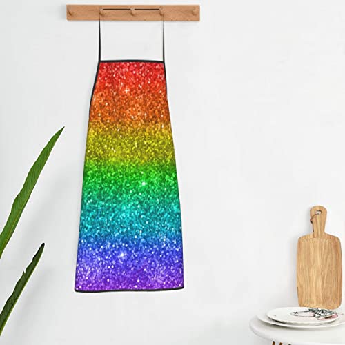 Kent Hill Multicolor Rainbow Glitter Adjustable Anti Dirty Washable Can Be Reused Comfortable Print Apron For Haircut Apron Without Sequins #TOP5
