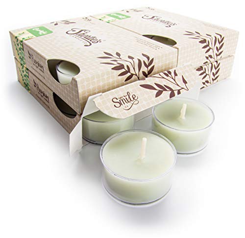Eucalyptus Leaf Premium Tealight Candles Bulk Pack - Highly Scented With Essential & Natural Oils - 24 Green Tea Lights - Beautiful Candlelight - Made In The Usa - Fresh & Clean Collection #TOP10