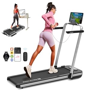 Mobvoi Home Loopband 3-in-1 Opvouwbare loopband 2,5 PK Voor Thuislooppad Draagbare loopmachine onder bureau met afstandsbediening LED-display voor thuis en op kantoor 120 kg 12 km/u, zilver