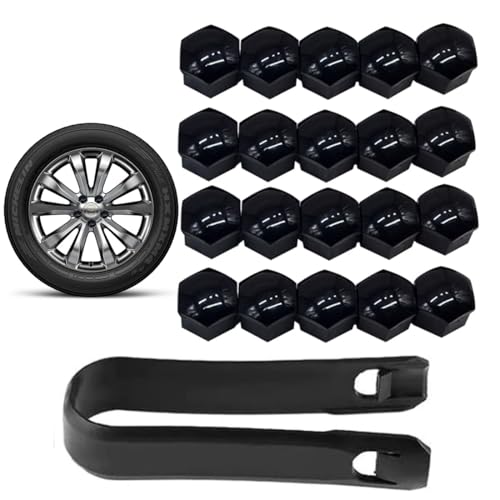 JUGUTA Rueda De 17 Mm 20 Tapas Para Tuercas De Rueda De 17 Mm,Tapas Para Tuercas De Pernos De Rueda, Cubiertas Hexagonales Para Tuercas De Neumáticos Con Juego De Herramientas De Extracción Para Coche