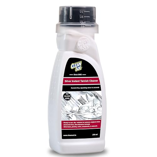 Cleansol Silver Dip Cleaner Liquid – 250 ml | Instant Silver Cleaner & Tarnish Remover for Pooja Items, Utensils & Jewellery | Silver Shine Cleaning Liquid for Silverware & Ornaments
