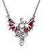 Red Dragon Holding Crystal Medieval Renaissance Pendant Necklace