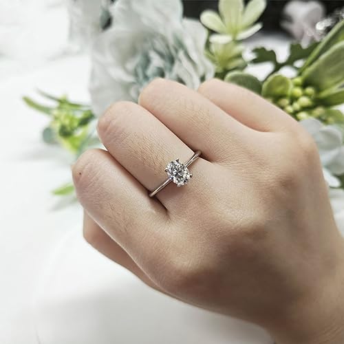 Mrenite 1Ct 10K 14K 18K Gold Solitaire Oval Cut Moissanite Engagement Ring For Women D Color Wedding Bridal Promise Anniversary Ring Jewelry Gift For Women Wife #TOP4