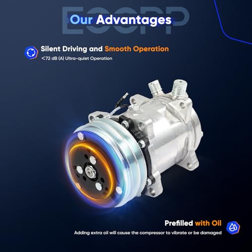 Image of ECCPP AC Compressor Direct Fit for Western Star 4900SA L6 14.8L 2011-2022 | for Western Star 4800SF L6 12.8L 2022-2023 204510,509422 Fast Cooling AC Compressor with Clutch Low Vibration Fuel Efficient