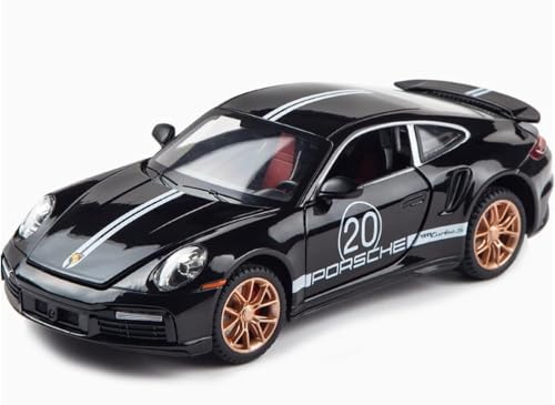 Image of Play Boy 1:32 Porsche 911 Model Diecast Metal Alloy Pullback Toy Vehicle with Openable Doors Light and Music Car for Kids (Multicolor)