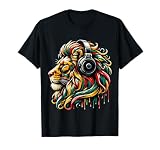 Rasta Reggae Music Headphones Jamaican Lion of Judah T-Shirt