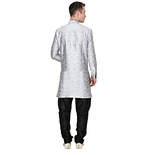 Image of Royal Kurta Men's Jacquard Silk Floral Print Indowestern Sherwani