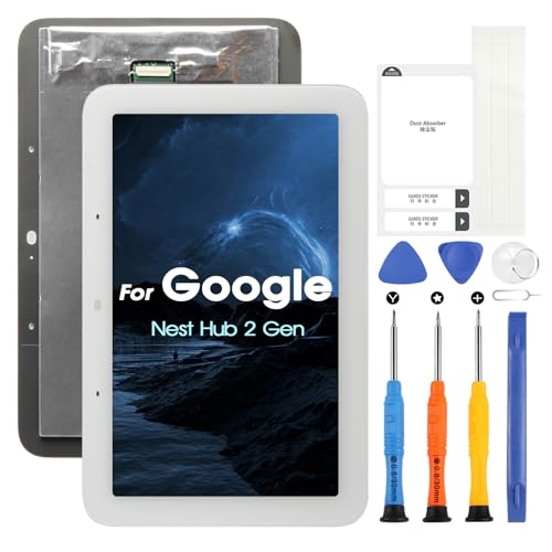 ARSSLY Google Nest Hub 2 Gen LCD Ersatzbildschirm für Google Nest Hub Gen2 LCD Display Digitazer Komplettbausatz mit Reparaturset, weiß