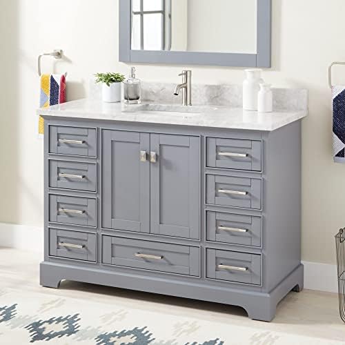 Signature Hardware 480672 Quen 48" Free Standing Single Vanity Set with Wood Cabinet, Vanity Top and Rectangular Undermount Vitreous China Sink - Single Faucet Hole
