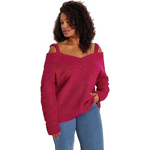 Trendyol Pull Tricot Large Col Rose Cover