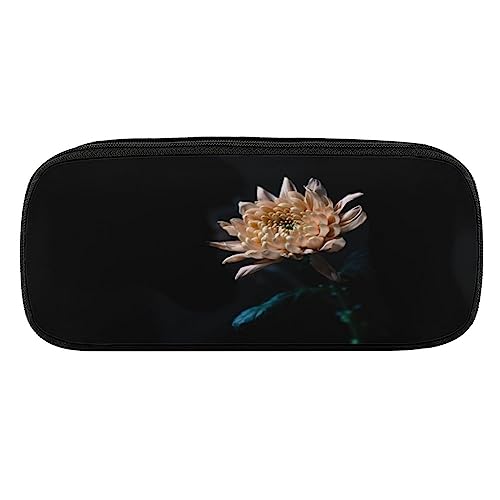 Fionel Peach-Flower-In-Dark Pu Leather Quad Pen Case Zipper Pencil Pouch Holder For Pens Case Office Storage Box Organizer Pen Bag(8×1.5×3.5 In) #TOP3