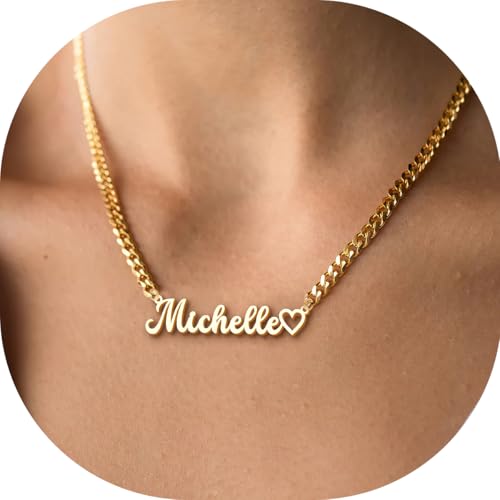 Custom Name Necklace Personalized Heart Symbol, 18K Gold Plated Handmade Personalized Necklaces for Women, Personalized Jewelry Gifts for Women Wife