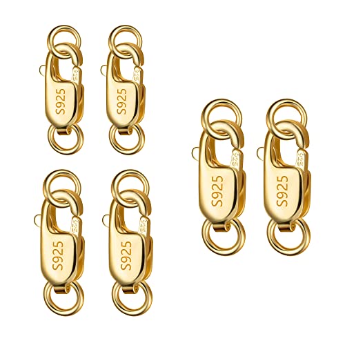 Gold Armband Verschluss Kettenverschluss, 6 Stück Silber 925 Verschlüsse für Armbänder Ketten Verschlüsse Kettenverschlüsse zum Basteln Schmuckverschluss mit Geschlossenen Biegeringen Verbinden
