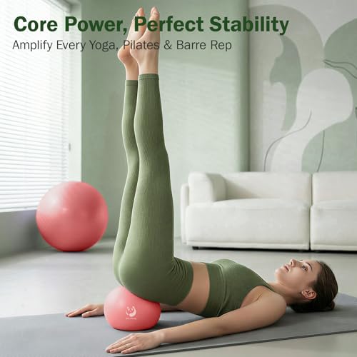 Image of Slim Panda 9 Inch Pilates Ball - Anti-Burst Mini Yoga Ball with Needle Valve Pump - Small Exercise Core Ball for Barre, Stability & Physical Therapy