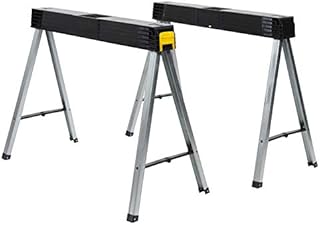 STANLEY Folding Work Bench Saw Horse Twin Pack, Heavy Duty Metal Leg with Side Latch, 1-97-475