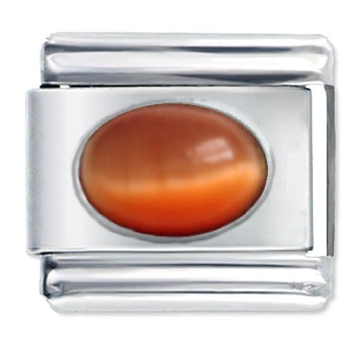 Quiges9mm Italian Style Charm Link Module Stainless Steel Orange Cat eye for Italian Style Bracelets