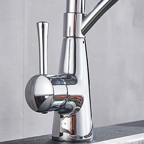 Robinet de cuisine à tirette avec rotation libre et jet monomode