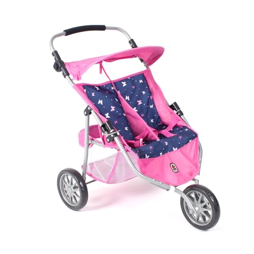  Bayer Chic 2000 697 33 - Passeggino Jogger 3 ruote per bambole Binocoli, farfalle