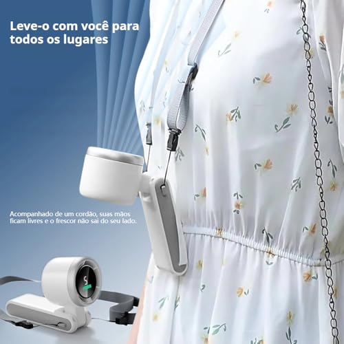 Mini Ventilador Portátil Recarregável com Turbo Aumento de Pressão Bateria de 3600mAh 5 Velocidades